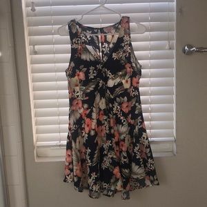 A floral mini flare dress.